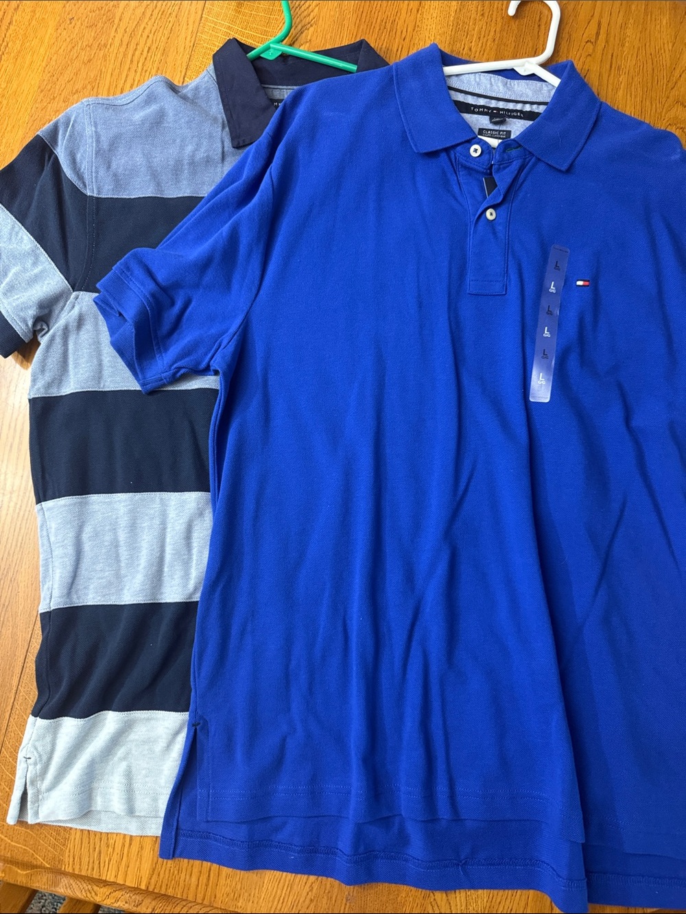 Tommy Hilfiger Men's Polo Shirt - Bright Blue & Stripped